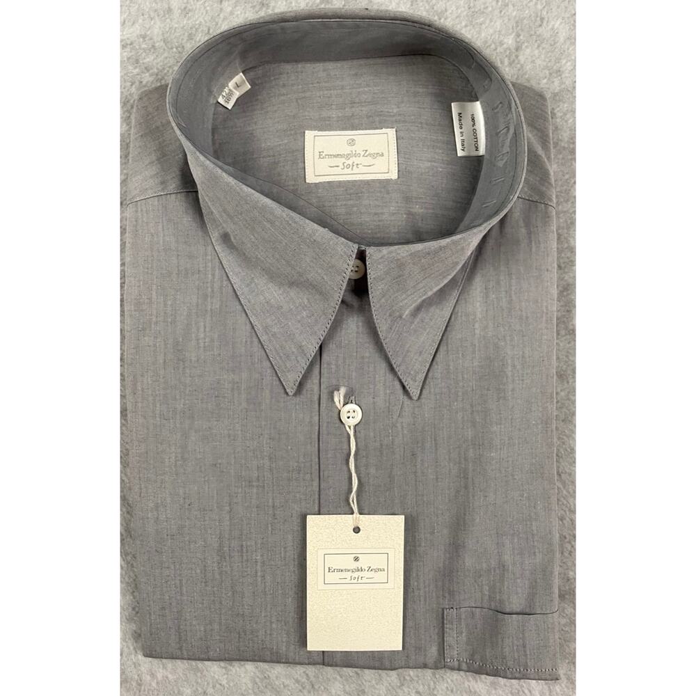 Ermenegildo Zegna Soft Gray Dress Shirt 16.5 42 L Italy NWT